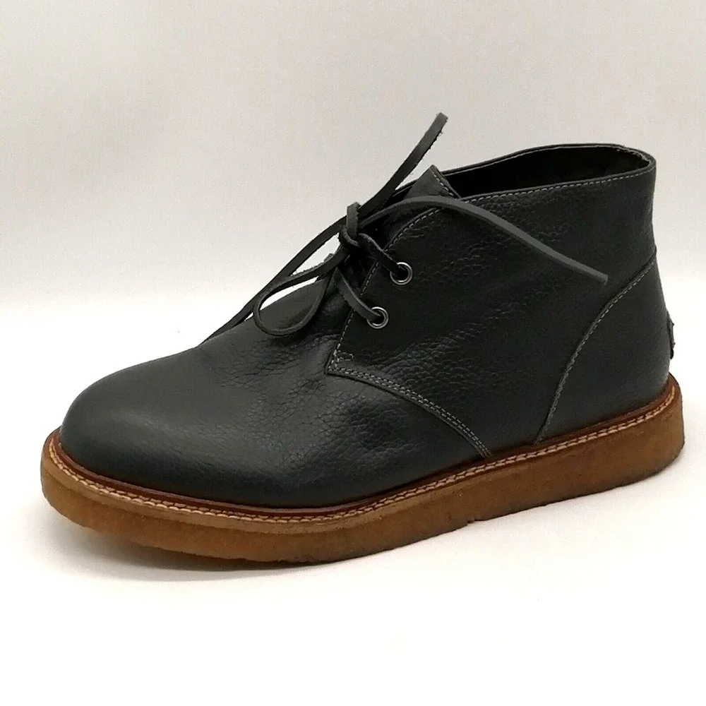 Australia Luxe Collective Mens Lincoln Chukka Boots Gray Leather Lace Up Fur 9